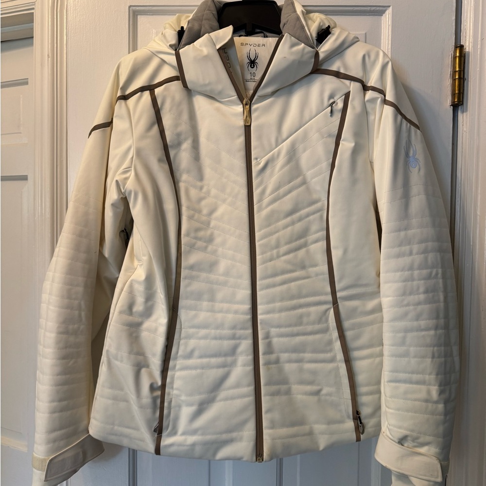 Spyder Ivory Jacket with Gold Details size 10